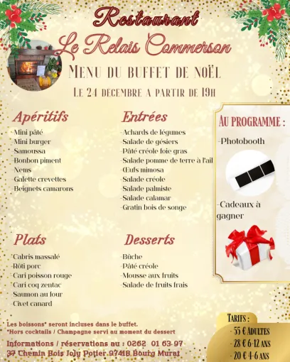 Grand buffet de Noël , Le Tampon, Le Relais Commerson